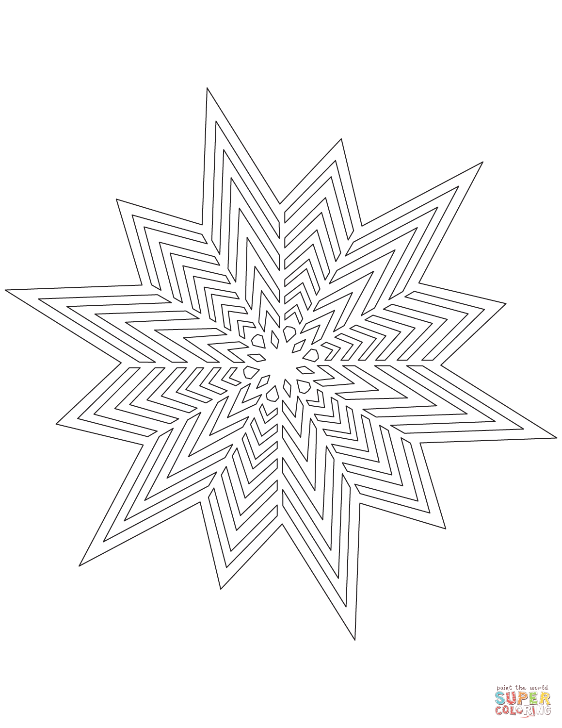 1159x1500 Snowflake With Thin Crystals Pattern Coloring Page Free