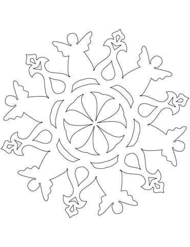 371x480 Snowflake With An Angel Coloring Page Free Printable Coloring Pages
