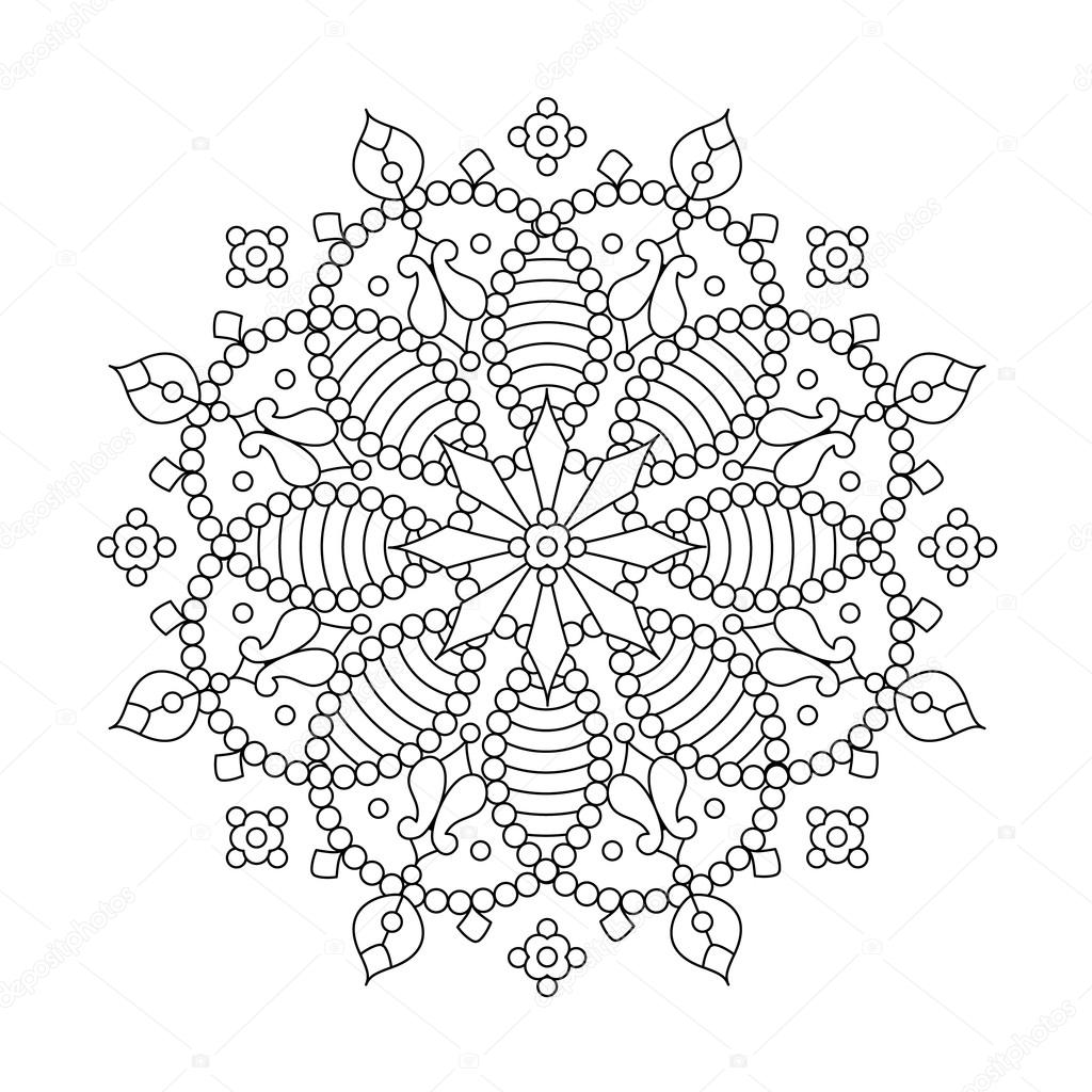 1024x1024 Mandala Or Whimsical Snowflake Line Art Design Stock Vector