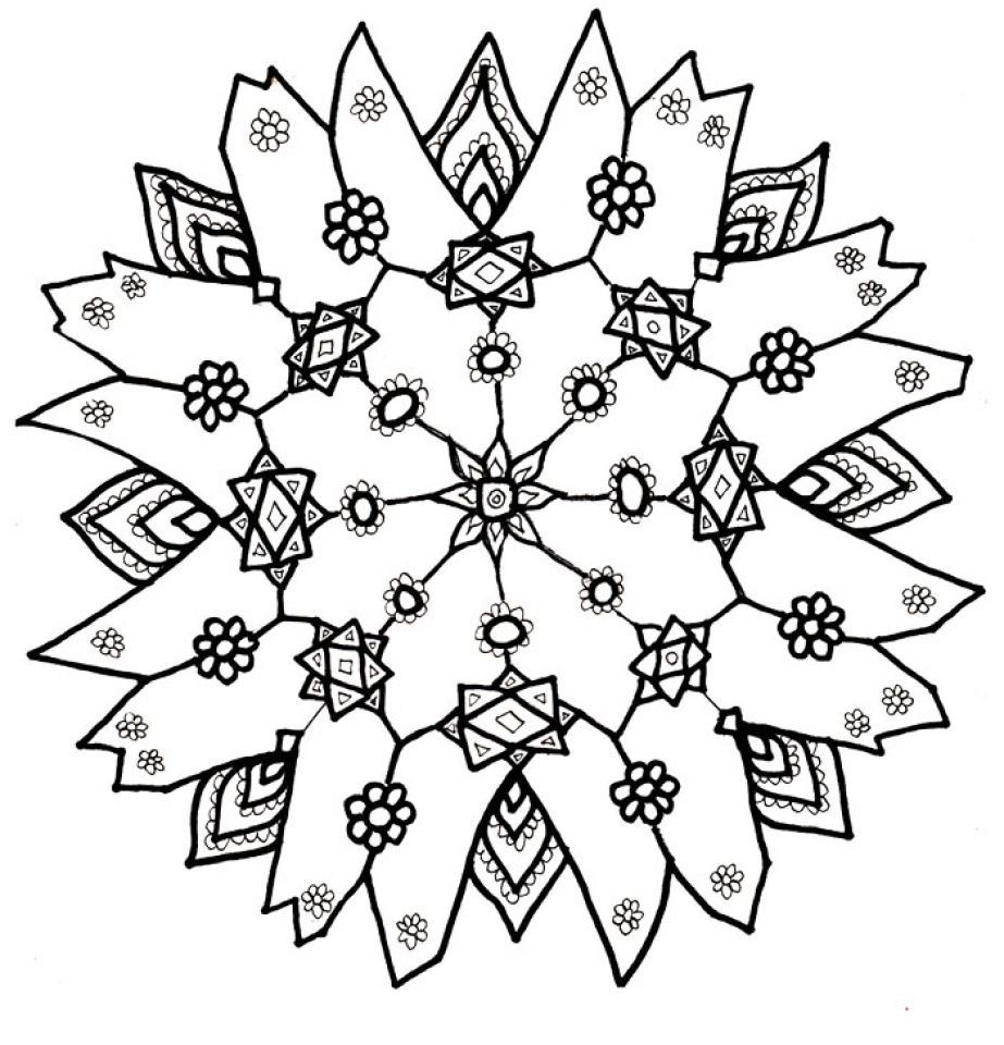 923x960 Snowflake Color Pages Free Coloring Page