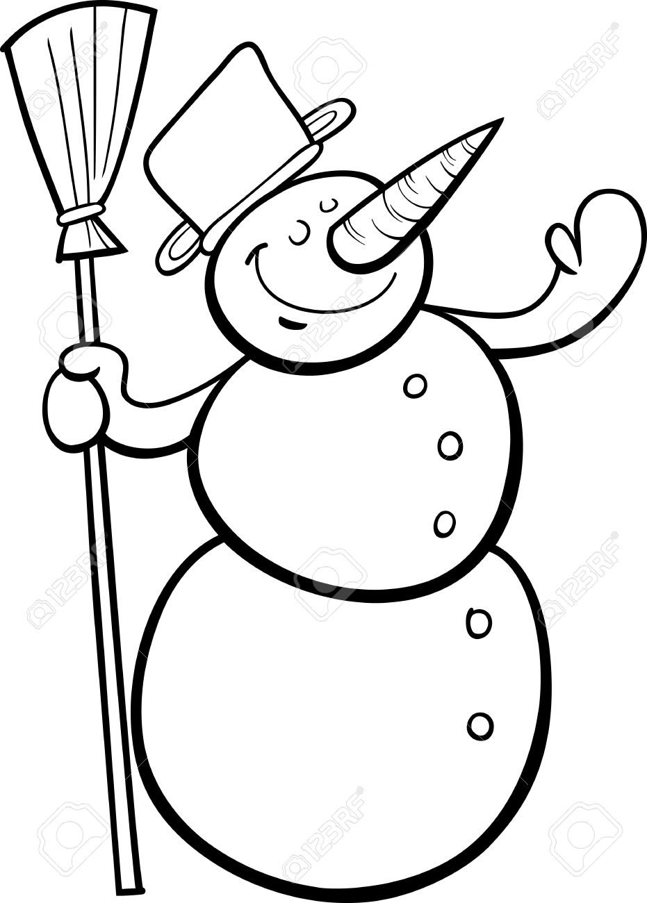 931x1300 Black And White Cartoon Illustration Of Funny Snowman Fantasy