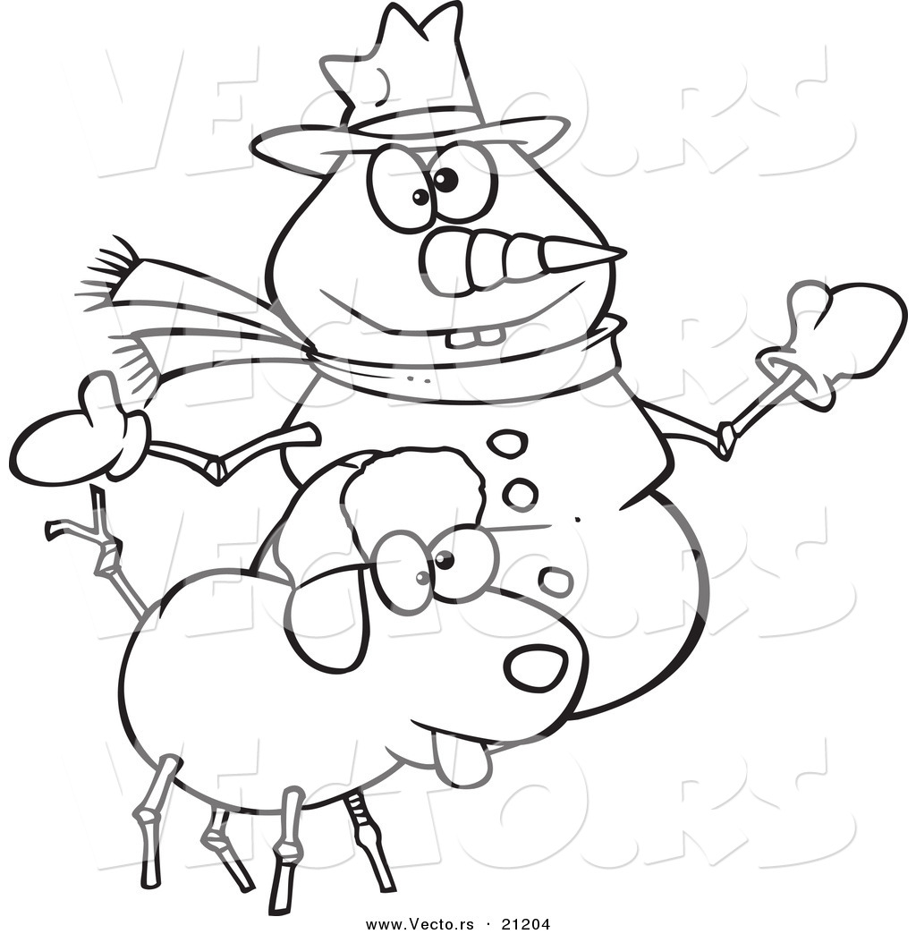 1024x1044 Vector Of A Cartoon Snow Dog And Snowman