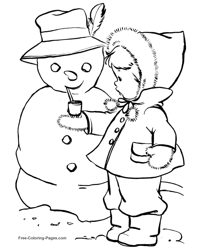 670x820 Girl With Snowman Winter Coloring Pages Coloring Pages For Kids