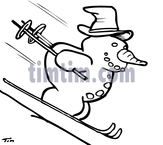 551x491 Free Drawing Of Snowman Skiing Bw From The Category Christmas