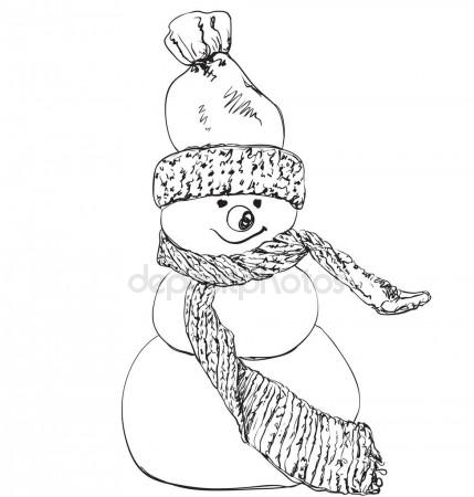 429x450 Snowman Icon In Doodle Sketch Lines. Snow Winter December Season