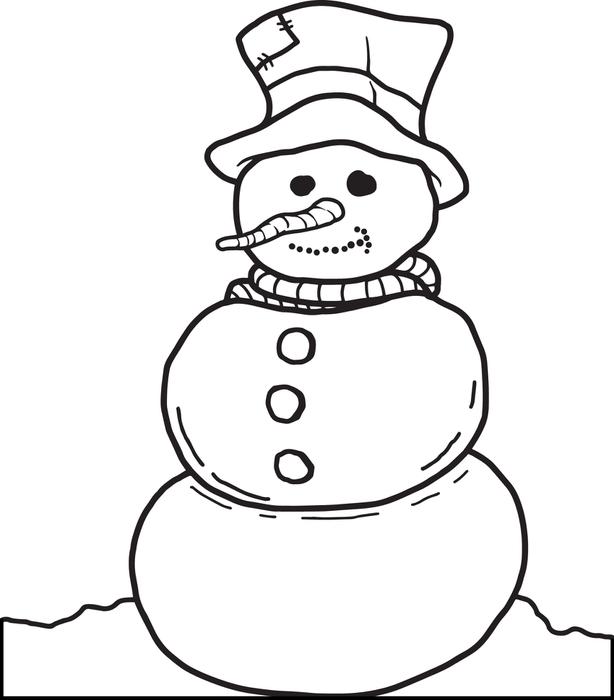 614x700 Free Printable Snowman Coloring Page For Kids