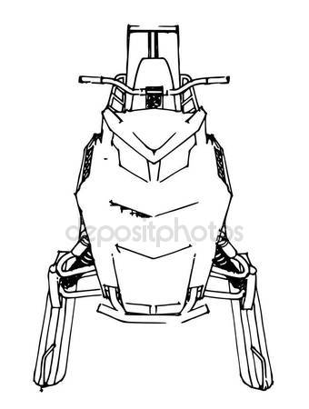 340x450 Snowmobile. Vector Illustration In A Hand Made Style. Types