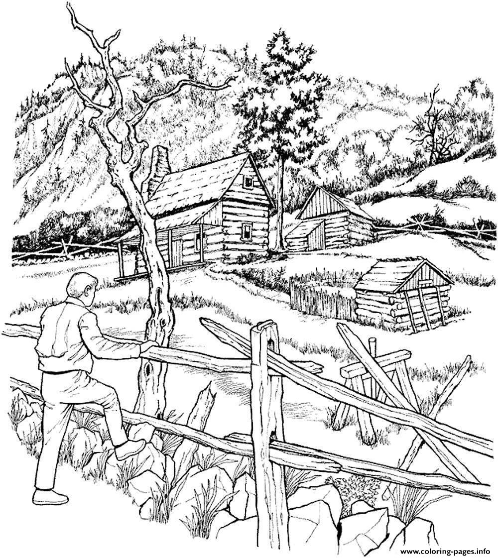 1000x1121 Print Adult Snowy Cabins Coloring Pages Patterns