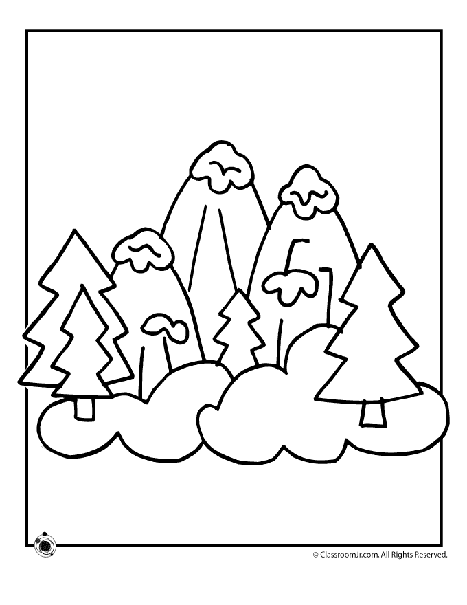 680x880 Snowy Mountains Coloring Page