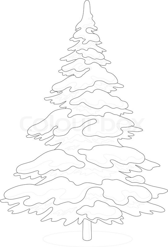 543x800 Christmas Tree With Snow, Contour Stock Vector Colourbox