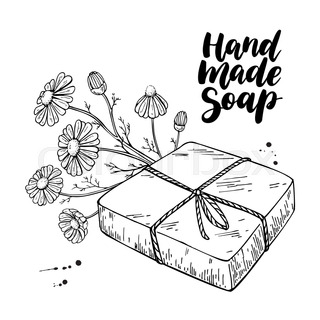 320x320 Handmade Natural Soap. Vector Hand Drawn Illustration Of Organic