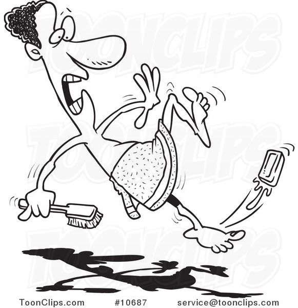 581x600 Cartoon Black And White Line Drawing Of A Black Guy Slipping