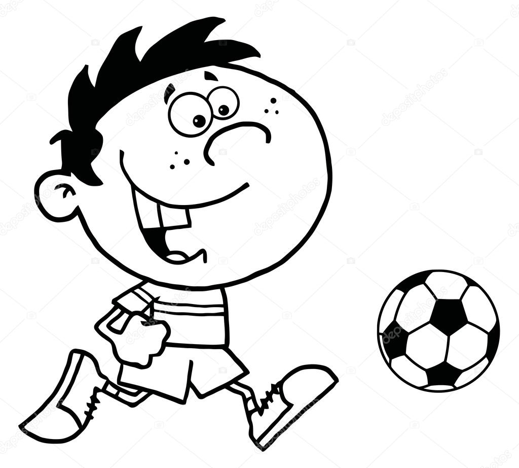 1024x922 Coloring Page Outline Of A Cartoon Soccer Player Boy Running After