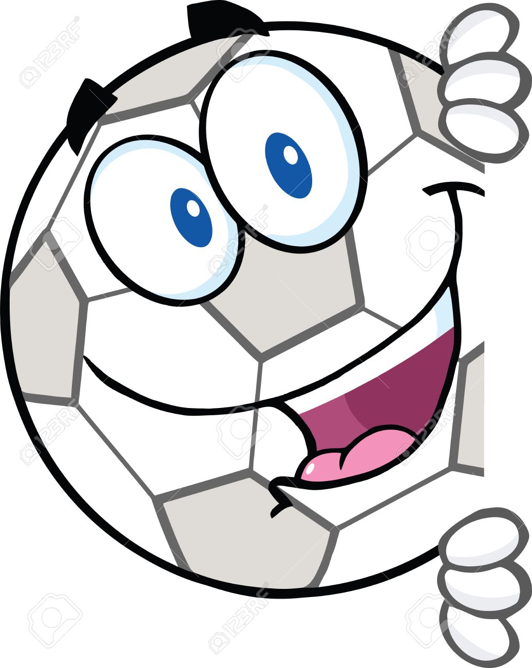 1036x1300 Soccer Ball Cartoon Character Looking Around A Blank Sign