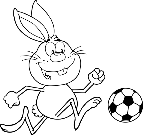 480x454 Cute Rabbit Playing Soccer Coloring Page Free Printable Coloring