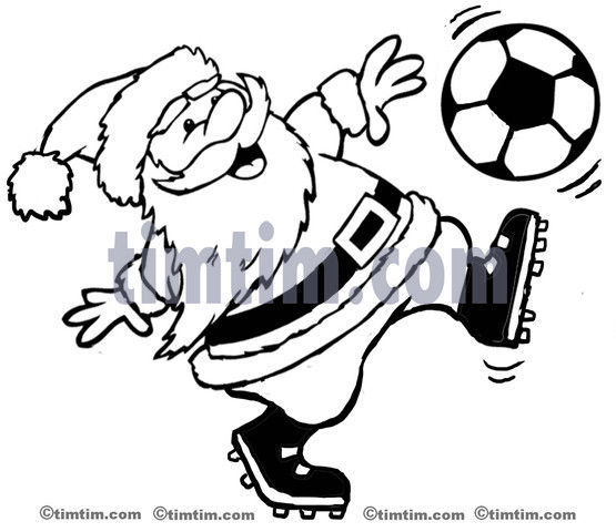 555x480 Free Drawing Of A Soccer Santa Bw From The Category Christmas