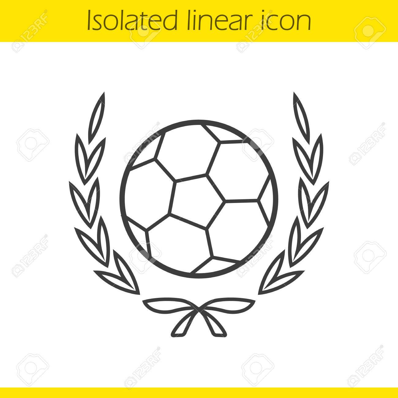 1300x1300 Soccer Ball In Laurel Wreath Linear Icon. Sport Equipment Thin