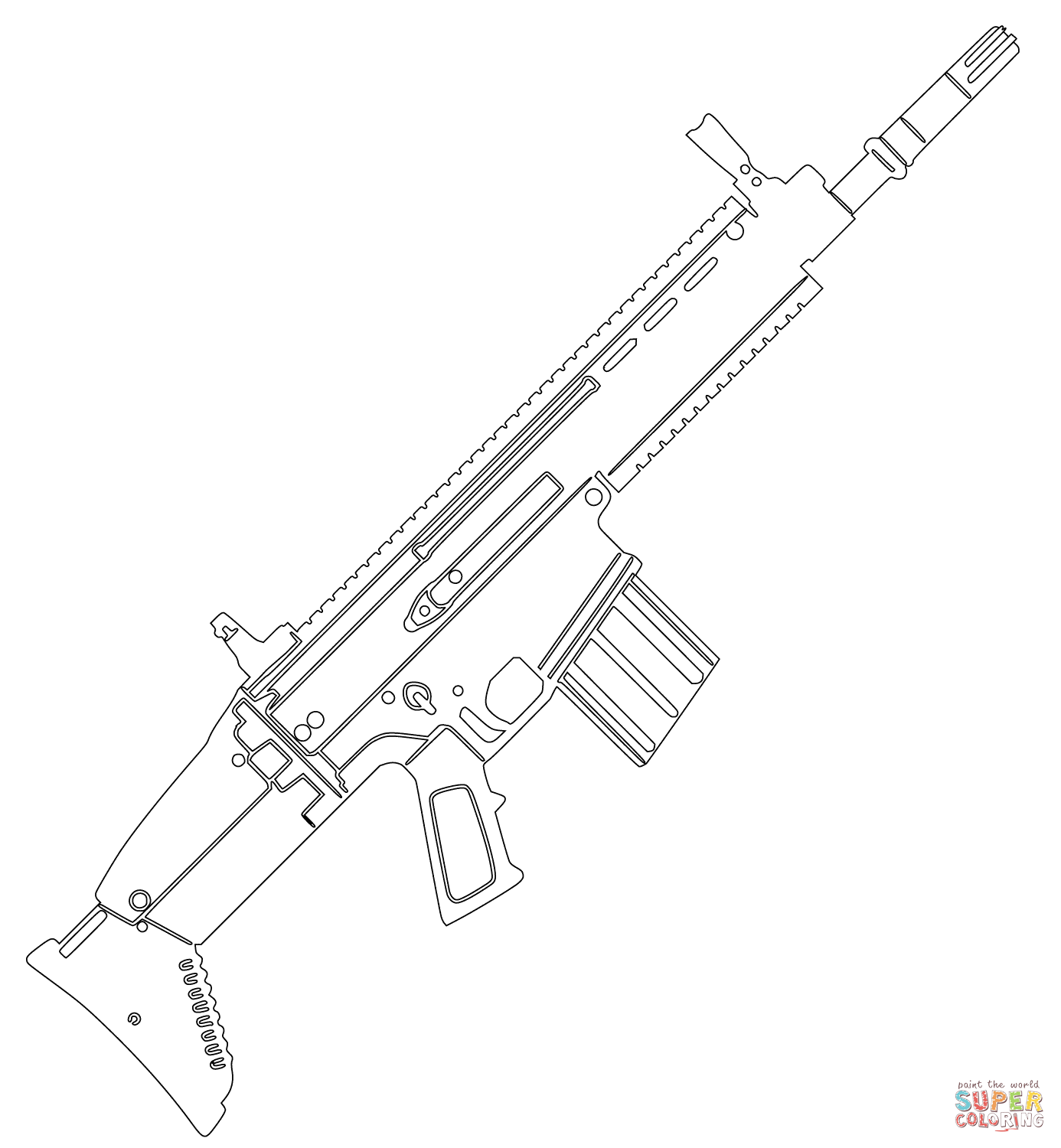 1386x1500 Fn Scar Assault Rifle Coloring Page Free Printable Coloring Pages
