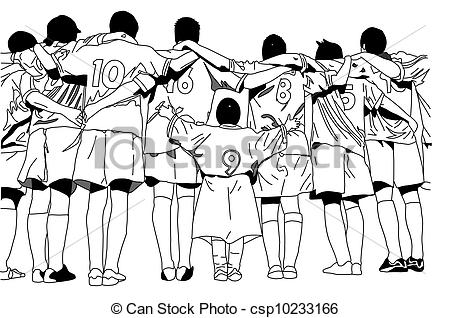 450x318 Soccer Team With Short Teammate Stock Illustration