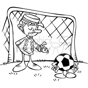 300x300 Royalty Free Black And White Cartoon Soccer Goalie 387771 Vector