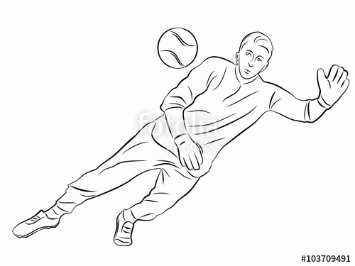 500x375 Silhouette Of Soccer Goalie, Vector Draw Stock Image And Royalty