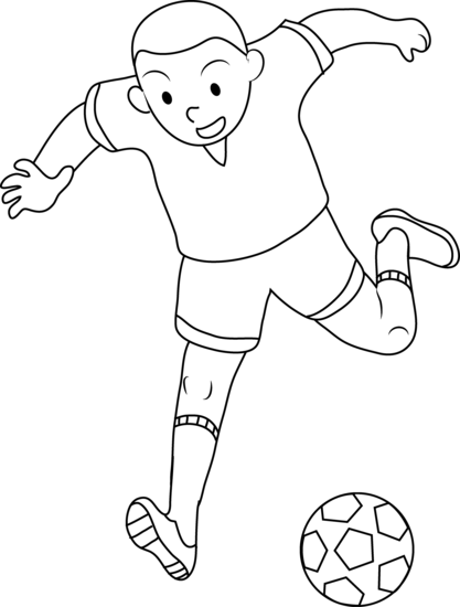 417x550 Coloring Page Of Boy Playing Soccer