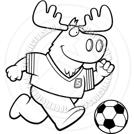 460x460 Cartoon Moose Soccer (Black Amp White Line Art) By Cory Thoman