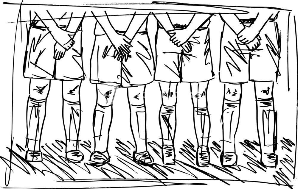 1000x635 Sketch Of Soccer Players Preparing For Free Kick. Vector
