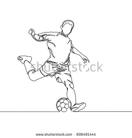 450x470 Continuous Line Drawing Or One Line Drawing Of Soccer Player