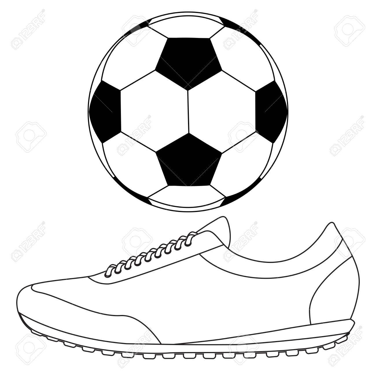 1300x1300 Soccer Ball And Running Shoes Vector Icon Isolated On White
