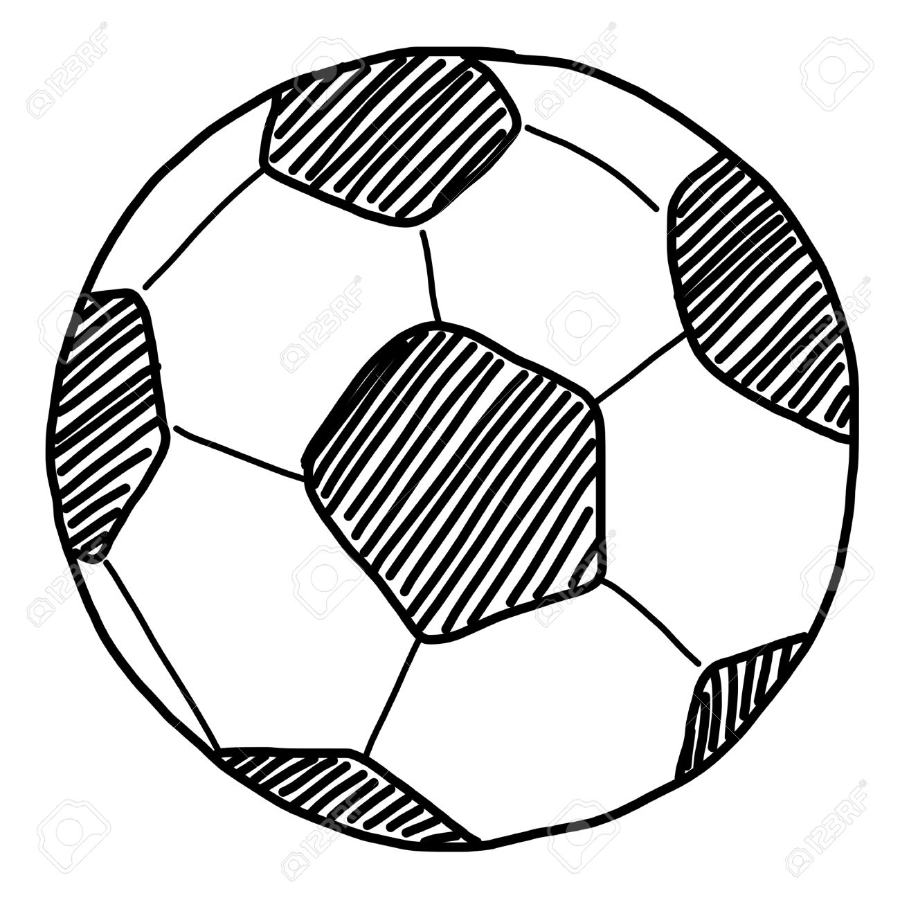 1300x1300 Hand Draw Soccer Ball On White Stock Photo, Picture And Royalty