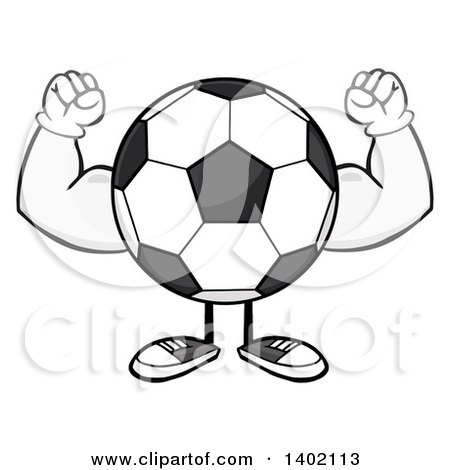 450x470 Clipart Of A Cartoon Faceless Soccer Ball Mascot Character Flexing