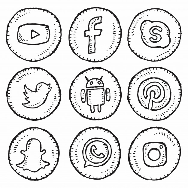 626x626 Social Media Icon Set Hand Drawing Vector Premium Download