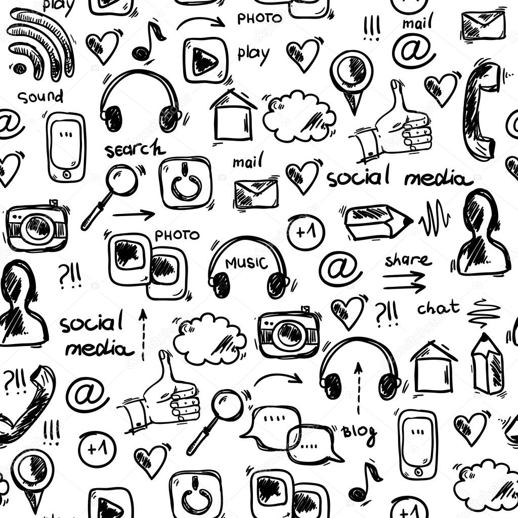 1024x1024 Social Media Doodle Stock Vector Ajjjgul