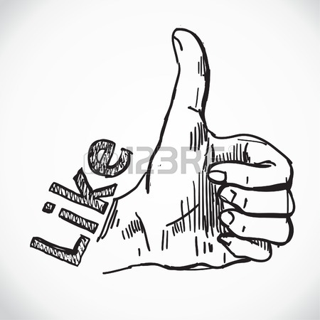 450x450 Thumb Up Like Hand Symbol. Hand Drawing Sketch Vector Royalty