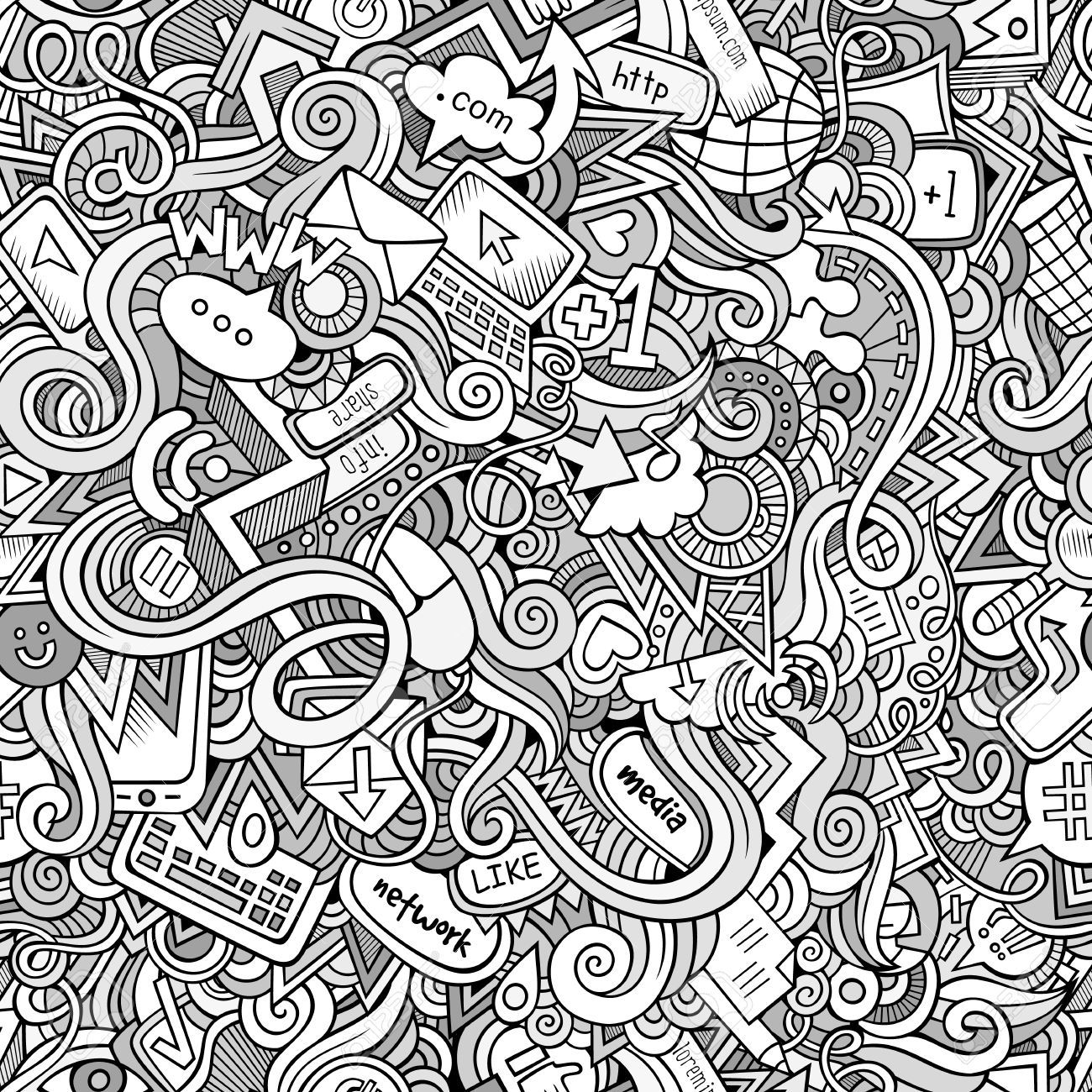 1300x1300 Cartoon Doodles On The Subject Of Internet Social Media Theme