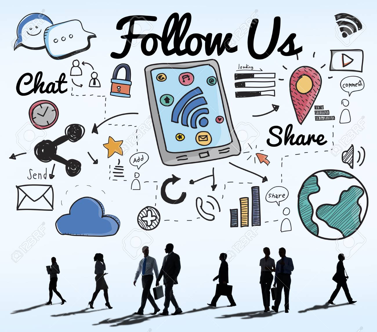 1300x1145 Follow Us Follower Join Us Social Media Concept Stock Photo