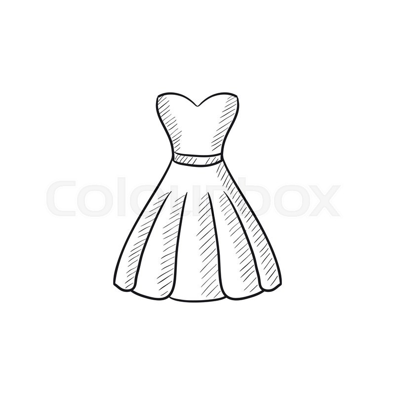 800x800 Dress Vector Sketch Icon Isolated On Background. Hand Drawn Dress