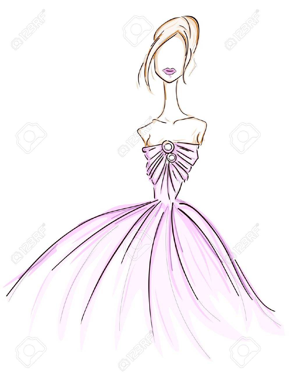 993x1300 Girl In Gown Sketch Stock Photo, Picture And Royalty Free Image