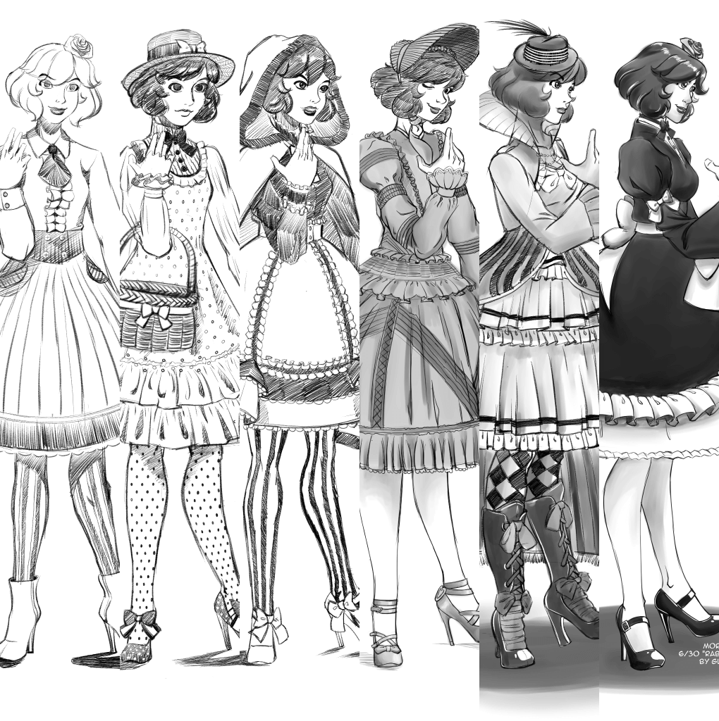 1020x1024 Lolita Fashion Sketches Set