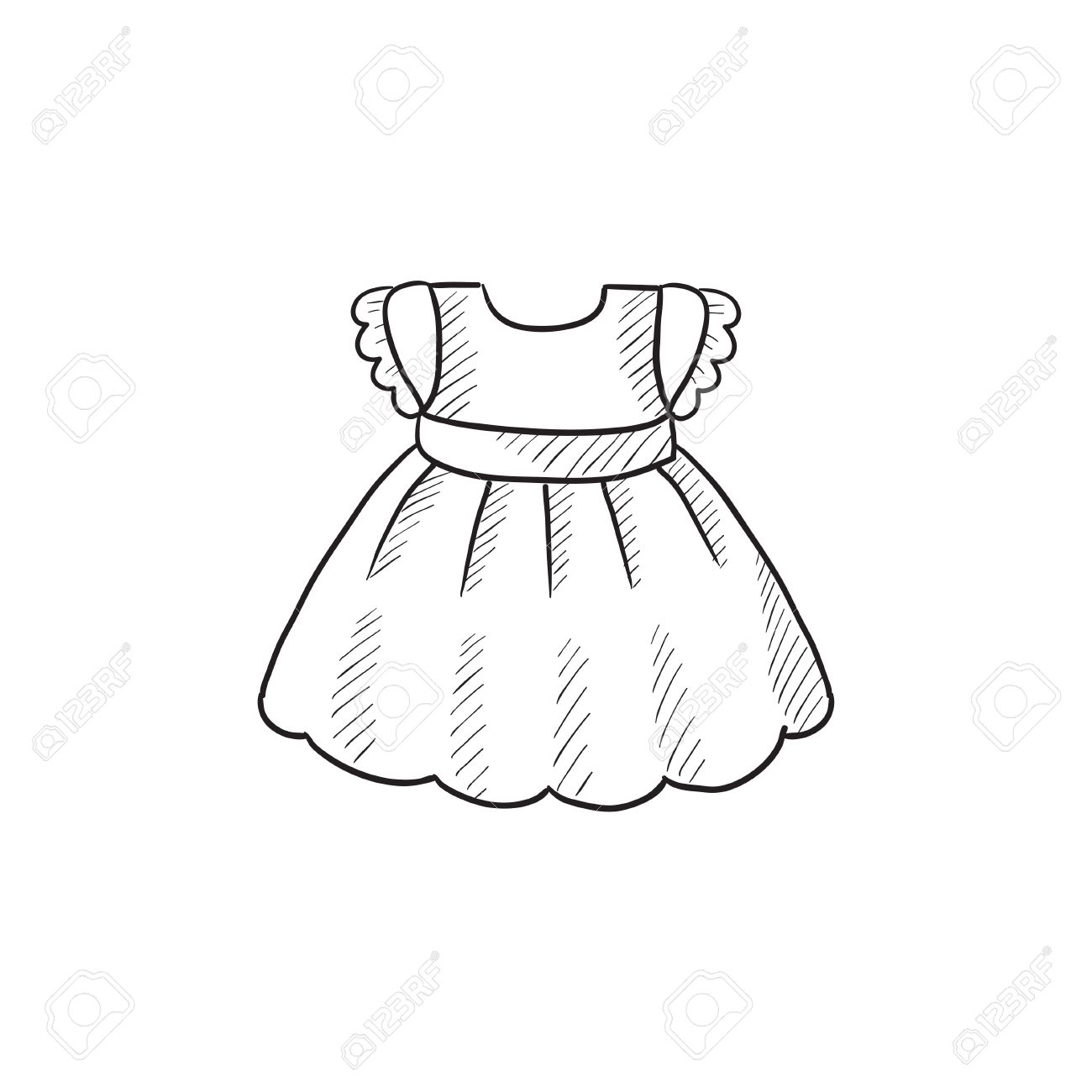 1300x1300 Baby Dress Vector Sketch Icon Isolated On Background. Hand Drawn