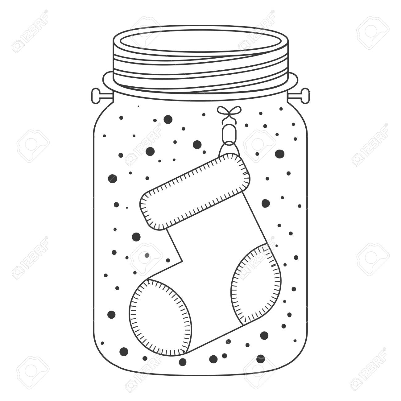 1300x1300 Mason Jar With Christmas Sock Decoration Inside. Sketch And Draw