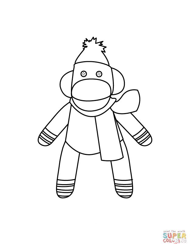634x820 Mr. Sock Monkey Coloring Page Free Printable Coloring Pages