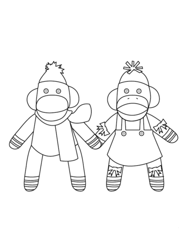 371x480 Mr. And Mrs. Sock Monkeys Coloring Page Free Printable Coloring