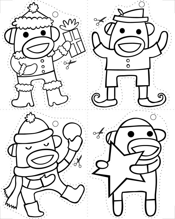 576x720 Sock Monkey Christmas Coloring Pages! Cece Bell