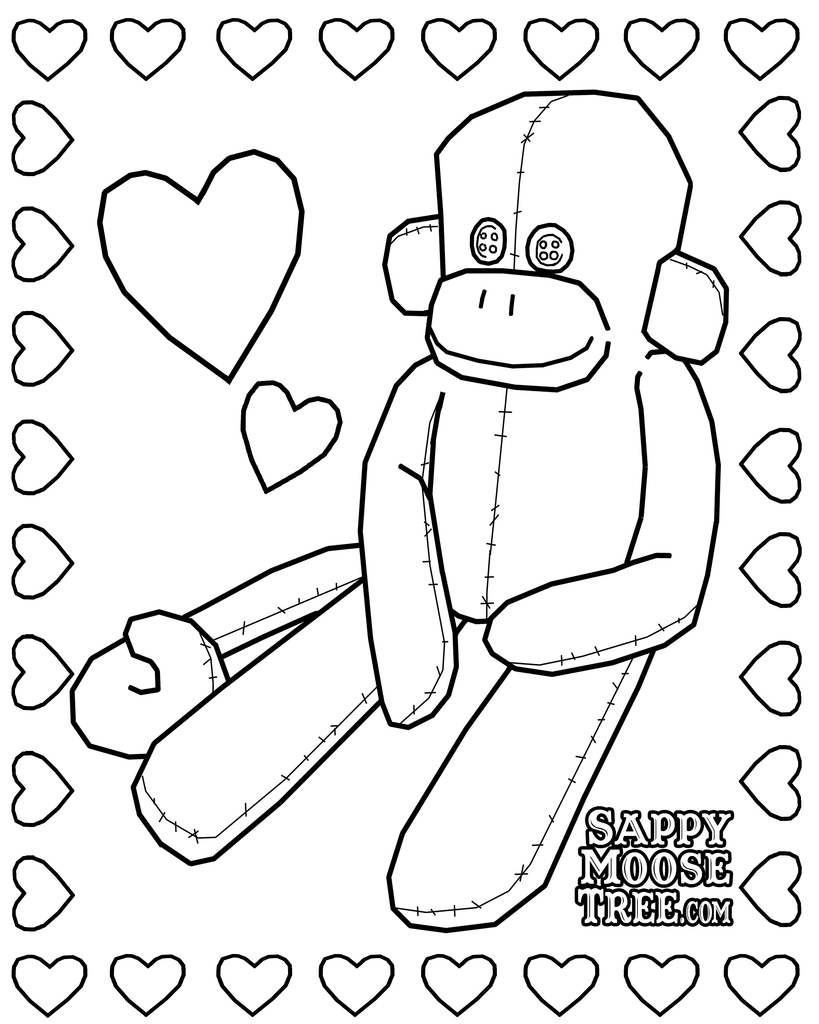 819x1024 Buttons The Sock Monkey Coloring Page! Color Buttons
