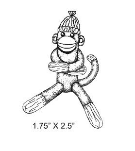 278x311 Sock Monkey Hugging Rubber Stamp 297 Featured Artist