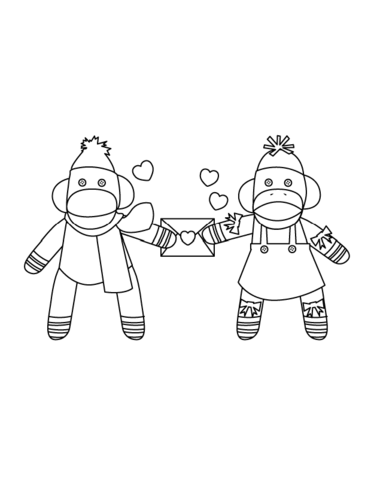 371x480 Sock Monkeys In Love Coloring Page Free Printable Coloring Pages