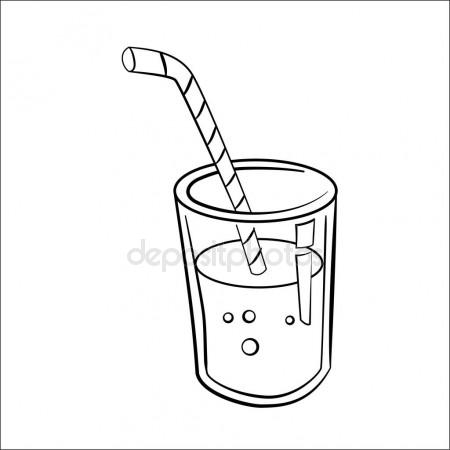 450x450 Black And White Cartoon Soda Bottle And Straw Stock Vector