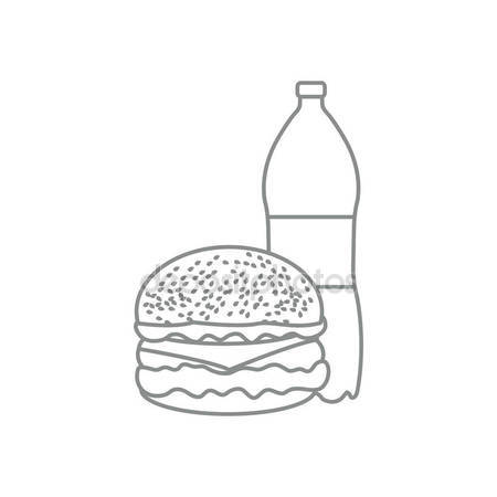 450x450 Burger And Bottle Of Soda Water. Stock Vector Aquamarine